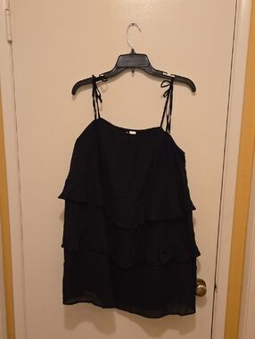 H&M Black Tiered Spaghetti Strap Women's Mini Dressk